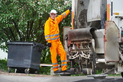 Household and furniture waste being prepared for collection in London